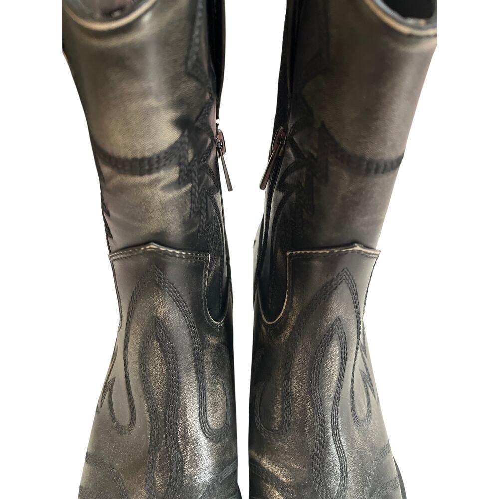 Forever 21 Stitch Design Pointy Distressed Cowboy Boots Size 7 New - Picture 4 of 8